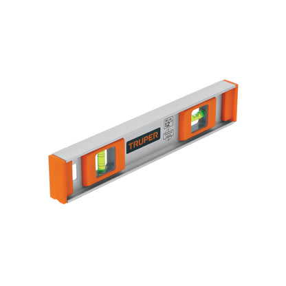 Nivel Profesional 12 Pulgadas Truper NP-12 - Cuerpo Aluminio con Protección ABS - Gotas Reemplazables Alta Visibilidad - Solución Precisa para Construcción y Carpintería