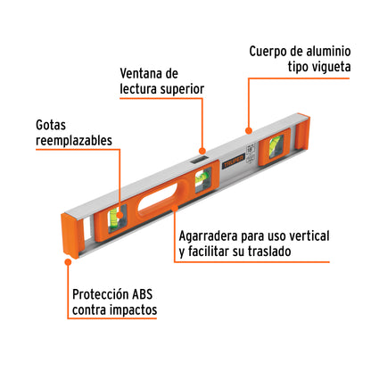 Nivel Profesional Truper 18 Pulgadas con Protección ABS - Solución Precisa para Construcción y Carpintería - Modelo NP-18