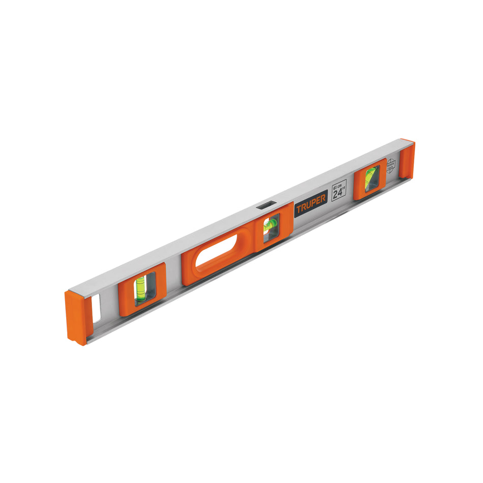 Nivel Profesional Truper 24 Pulgadas con Protección ABS - Herramienta de Precisión para Construcción y Carpintería - Gotas Reemplazables Alta Visibilidad - Modelo NP-24