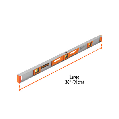 Nivel Profesional Truper 36 Pulgadas con Protección ABS - Aluminio Tipo Vigueta - Gotas Reemplazables Alta Visibilidad - Solución Precisa para Construcción y Carpintería