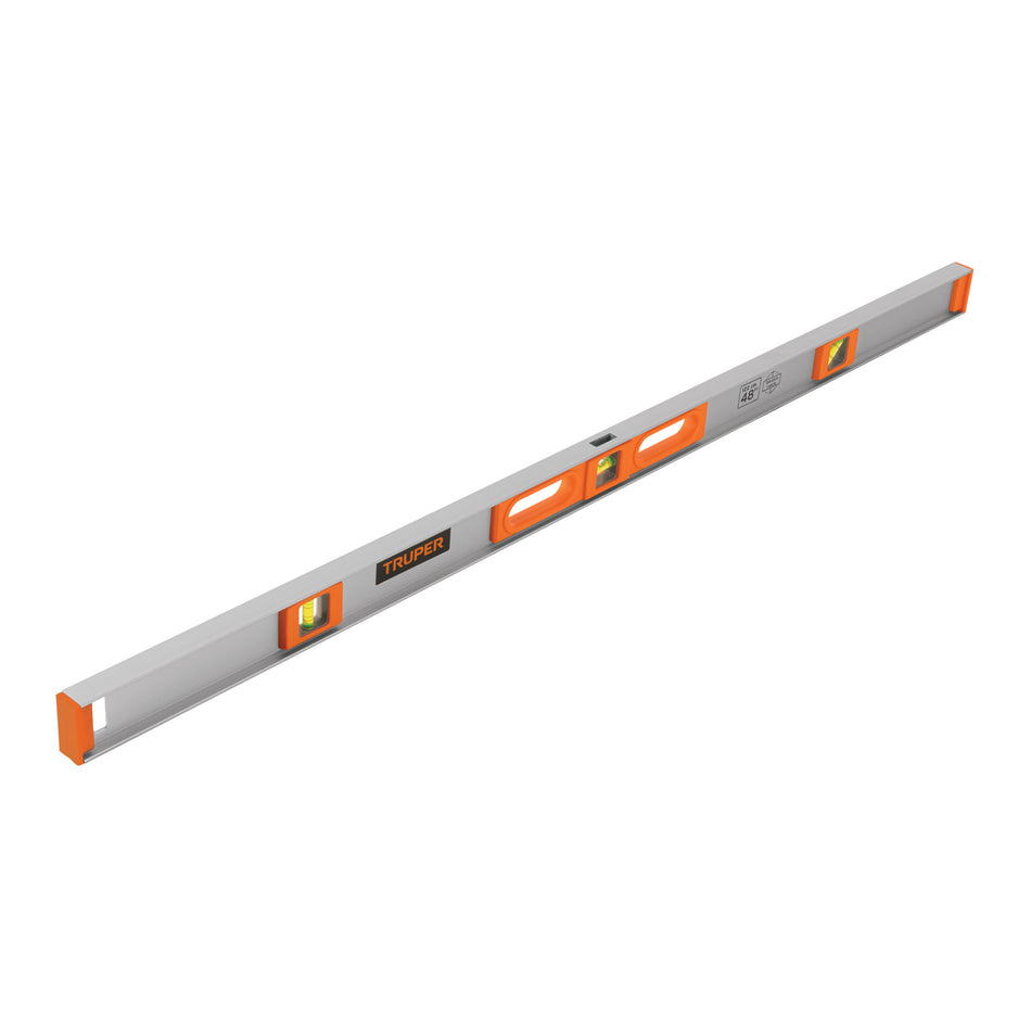 Nivel Profesional Truper 48 Pulgadas con Protección ABS - Medición Precisa 0°, 45° y 90° - Cuerpo Aluminio Vigueta - NP-48