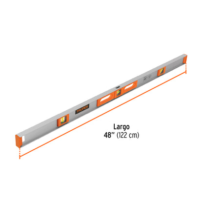 Nivel Profesional Truper 48 Pulgadas con Protección ABS - Medición Precisa 0°, 45° y 90° - Cuerpo Aluminio Vigueta - NP-48