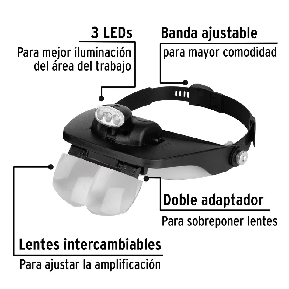 Lupa optovisor de 3 leds, Pretul, Mecanica, Joyeria, Carpinteria.