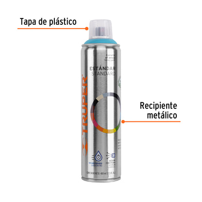 Pintura Aerosol Azul Truper 400ml - Anticorrosión Secado Rápido Metal Madera Plástico PA-AZ
