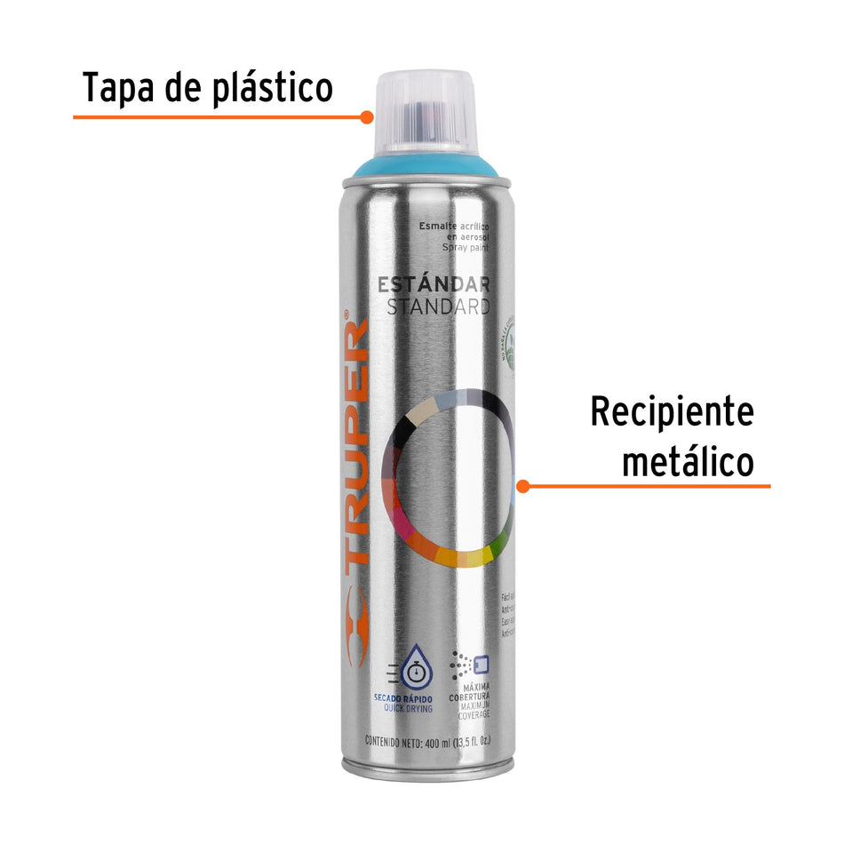 Pintura en aerosol, azul, bote esbelto, 400 ml, Truper