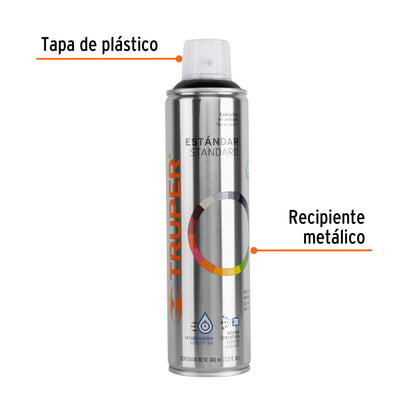 Pintura Aerosol Negro Brillante PA-NB 400ml - Anticorrosión Secado Rápido para Metal Madera Plástico - Truper