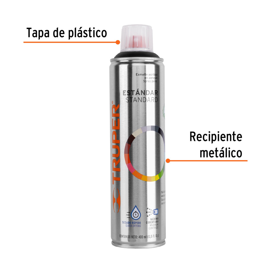 Pintura en aerosol, negro mate, bote esbelto, 400 ml