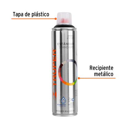 Pintura Aerosol Negro Satín PA-NS 400ml - Anticorrosión Secado Rápido para Metal Madera Plástico - TRUPER Profesional