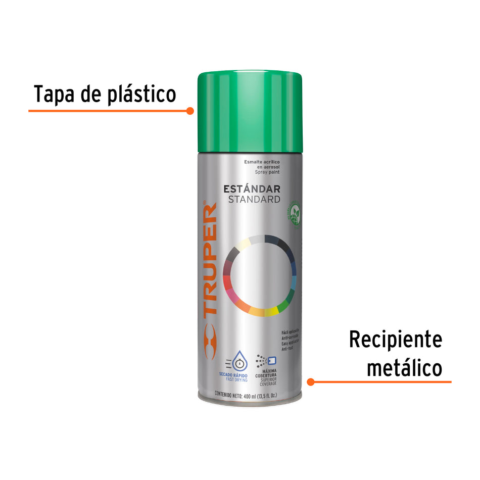 Pintura en aerosol, verde hoja, bote tradicional, 400 ml