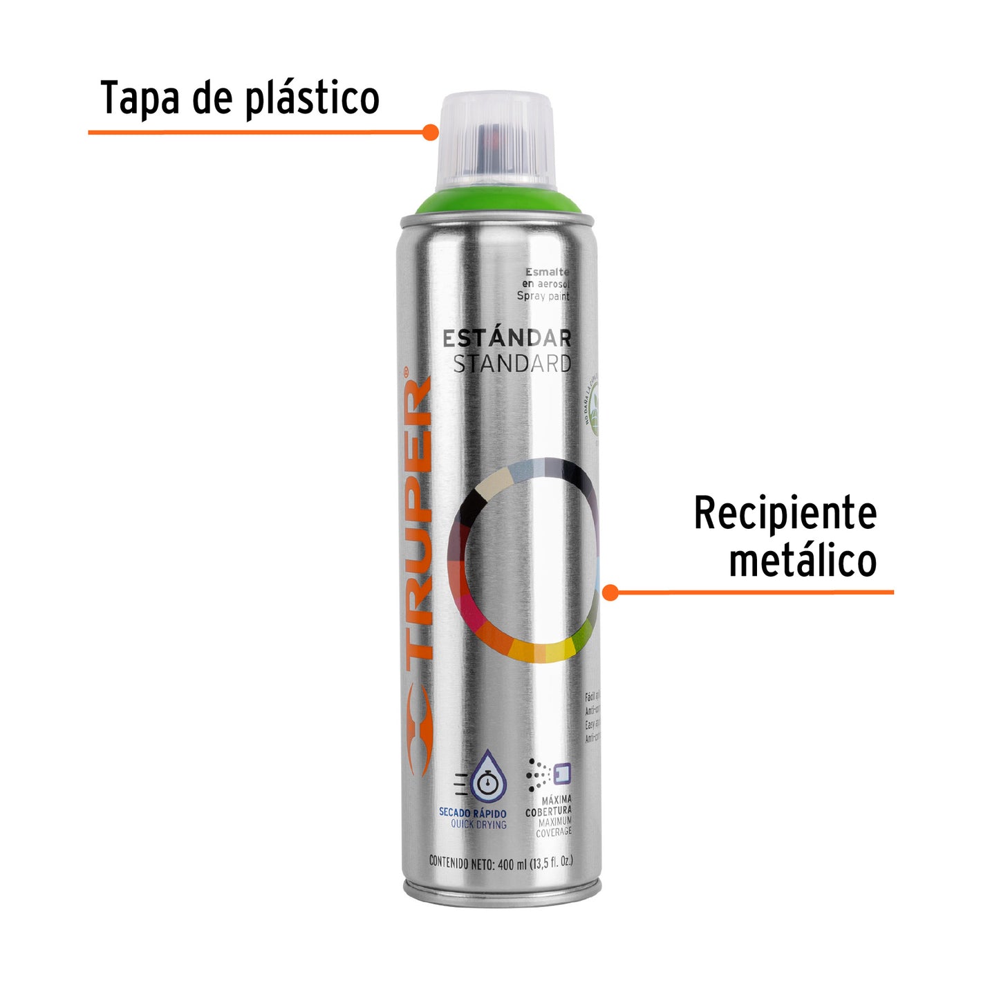 Pintura Aerosol Verde Manzana PA-VM 400ml - Anticorrosión Secado Rápido para Metal Madera Plástico - Solución Profesional Decorativa