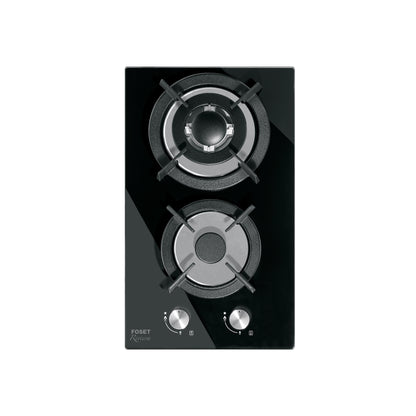 Parrilla Gas Empotrable 30cm RIVIERA - 2 Quemadores Vidrio Negro con Encendido Electrónico y Doble Flama