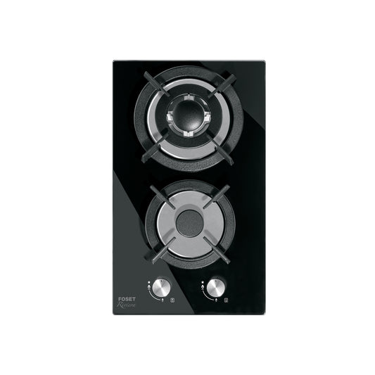 Parrilla Gas Empotrable 30cm RIVIERA - 2 Quemadores Vidrio Negro con Encendido Electrónico y Doble Flama