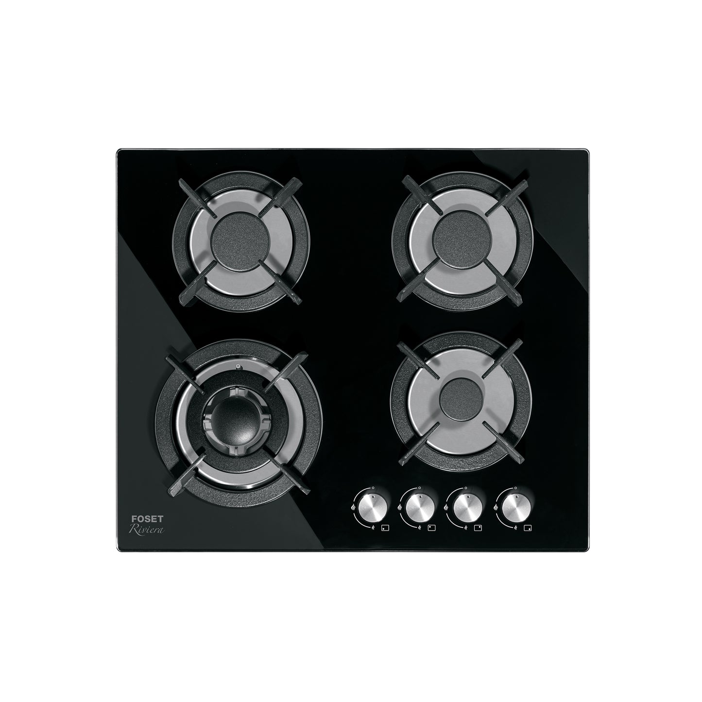 Parrilla Gas Empotrable 60cm RIVIERA PAE-604GV - 4 Quemadores Vidrio Negro con Encendido Electrónico