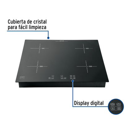 Parrilla Inducción Empotrable RIVIERA 60cm 4 Quemadores Vidrio Templado - Control Táctil Profesional