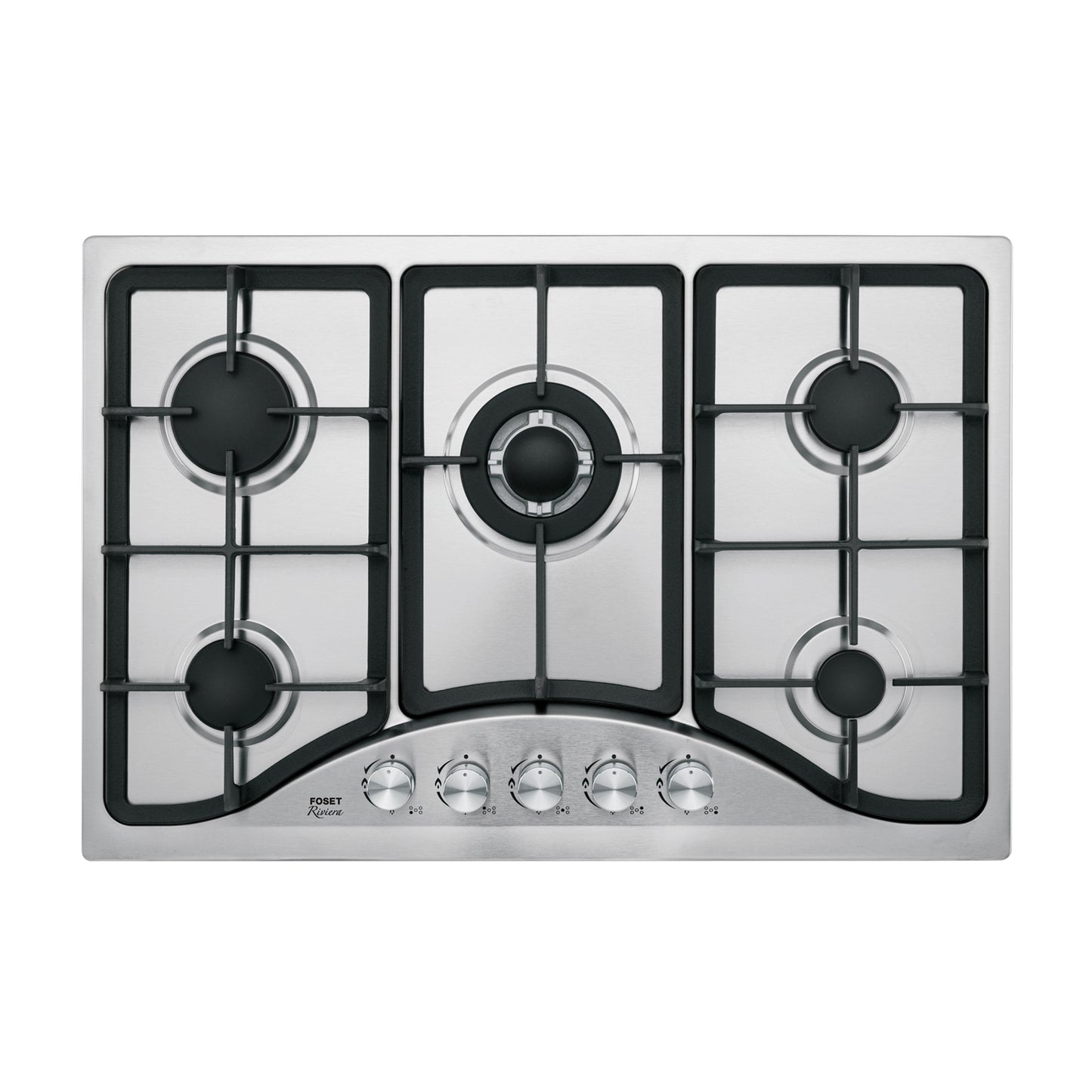Parrilla de Gas Empotrable RIVIERA 75cm 5 Quemadores Acero Inoxidable - Encendido Electrónico PAE-755GA