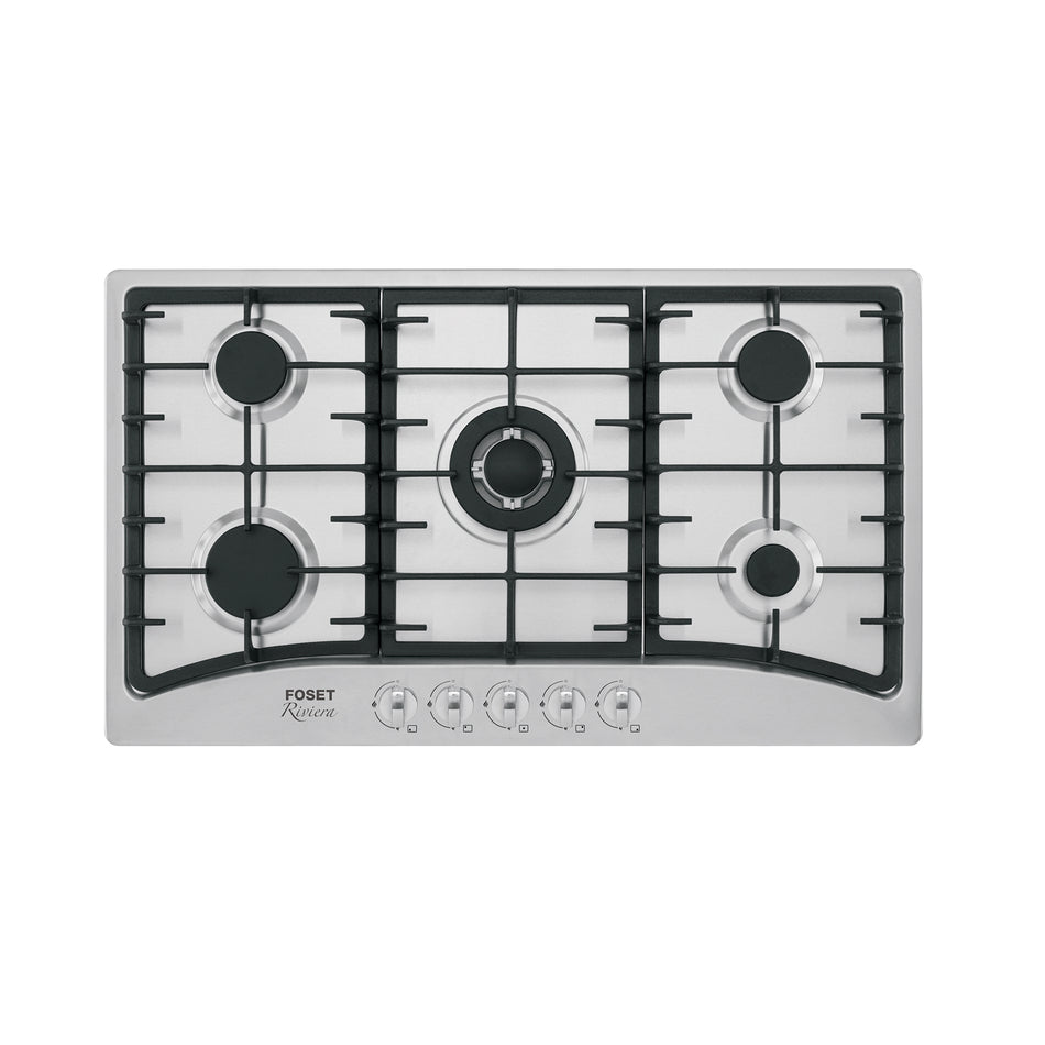 Parrilla Gas Empotrable 90cm 5 Quemadores Acero Inoxidable RIVIERA PAE-905GA - Encendido Electrónico
