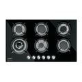 Parrilla Gas Empotrable 90cm RIVIERA - 6 Quemadores Vidrio Negro con Encendido Electrónico y Doble Flama Profesional