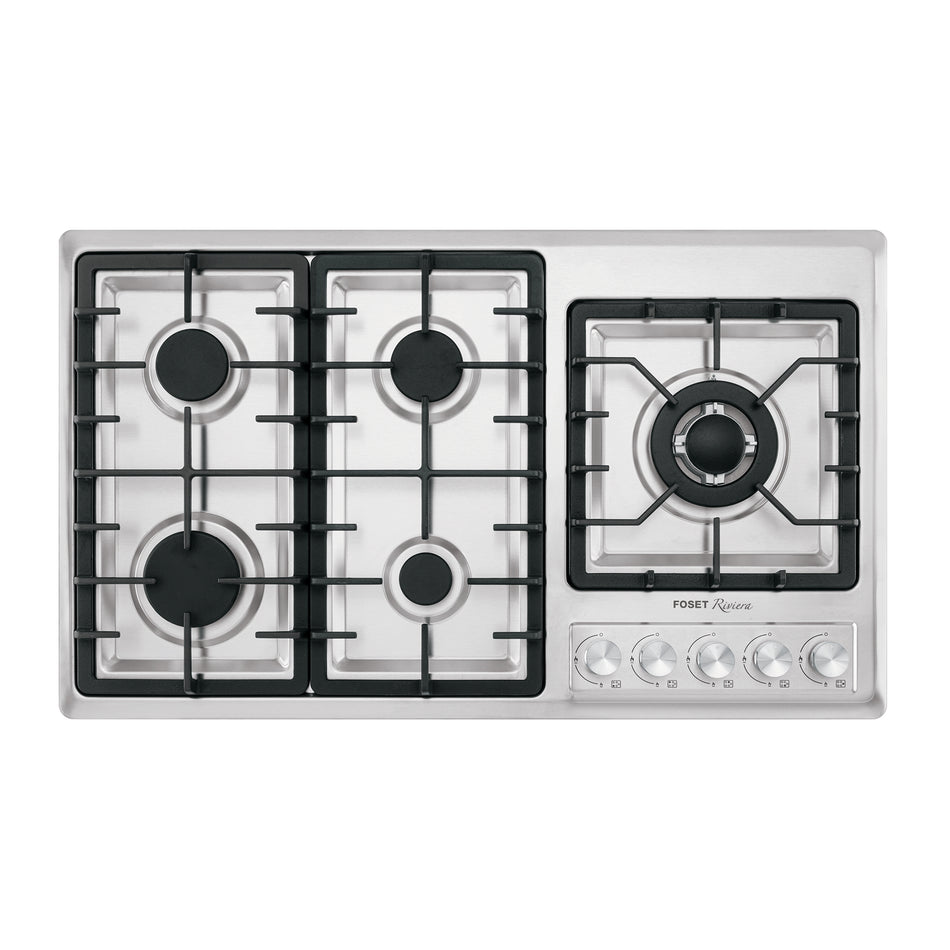 Parrilla Gas Empotrable 90cm RIVIERA 5 Quemadores Acero Inoxidable - Encendido Electrónico PAE-915GA
