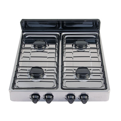 Parrilla de Gas 4 Quemadores Acero Inoxidable FOSET - Sobreponer Porcelanizada Profesional
