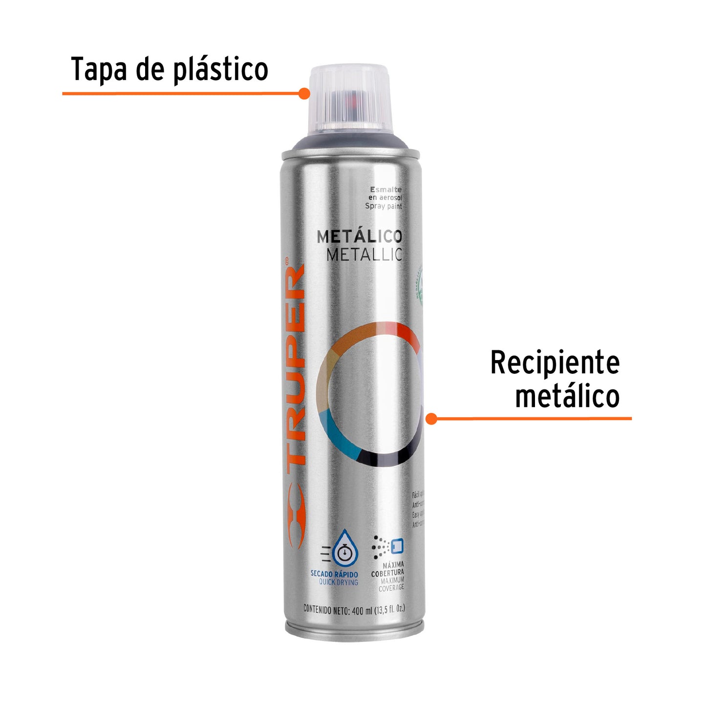 Pintura Aerosol Cromo Metálico PAM-CR 400ml - Anticorrosión Secado Rápido para Metal Plástico Madera