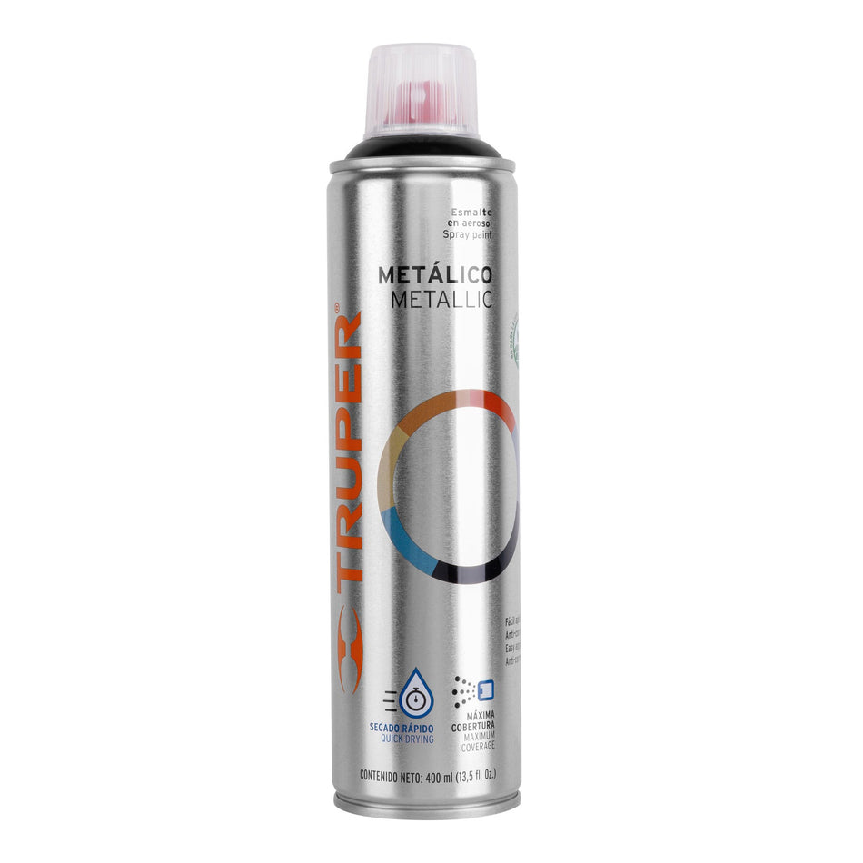 Pintura Aerosol Negro Metálico PAM-NE 400ml - Anticorrosión Secado Rápido para Metal Plástico Madera