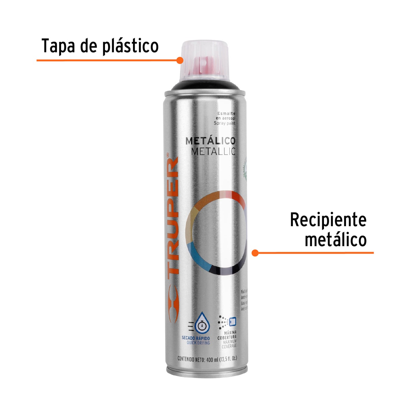 Pintura Aerosol Negro Metálico PAM-NE 400ml - Anticorrosión Secado Rápido para Metal Plástico Madera