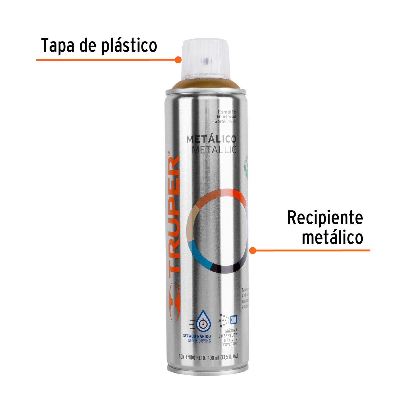 Pintura Aerosol Oro Metálico 400ml PAM-OR - Anticorrosión Secado Rápido para Metal Madera Plástico - Acabado Profesional Manualidades Arte Decoración