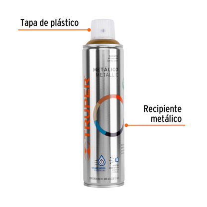 Pintura Aerosol Oro Metálico 400ml PAM-OR - Anticorrosión Secado Rápido para Metal Madera Plástico - Acabado Profesional Manualidades Arte Decoración