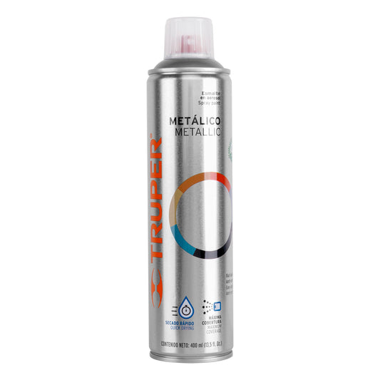 Pintura Aerosol Plata Metálico 400ml PAM-PL - Anticorrosión Secado Rápido para Metal Madera Plástico