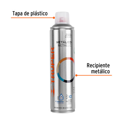 Pintura Aerosol Plata Metálico 400ml PAM-PL - Anticorrosión Secado Rápido para Metal Madera Plástico
