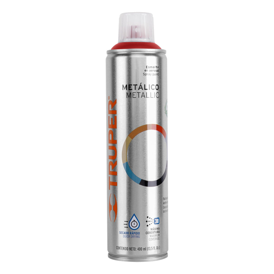 Pintura Aerosol Rojo Metálico PAM-RO 400ml - Anticorrosión Secado Rápido para Metal Madera Plástico