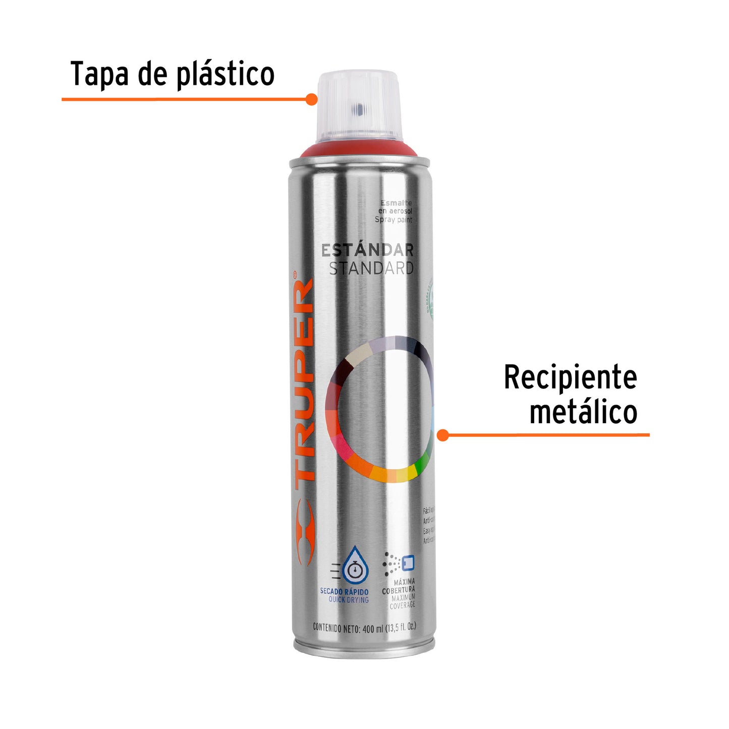 Pintura Aerosol Rojo Primario 400ml PAP-RO - Anticorrosión Secado Rápido para Metal Madera Plástico - Solución Profesional Decorativa y Artística