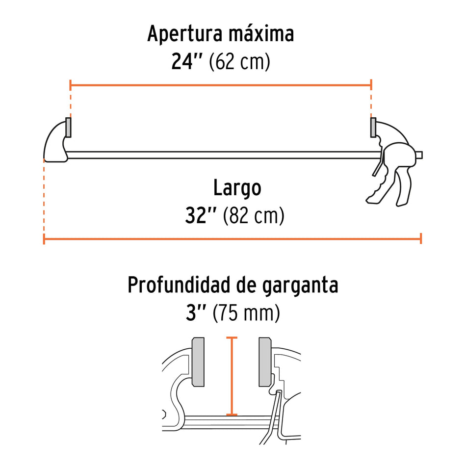 Prensa de ajuste rápido 24" uso rudo, cuerpo nylon, Expert