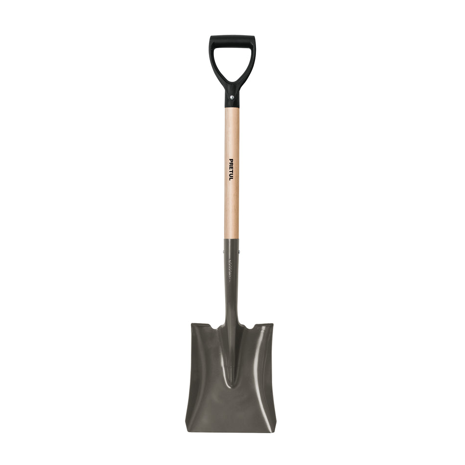 Pala Cuadrada Pretul PCD-P con Puño D - Acero al Carbono para Excavación y Jardinería Profesional - Mango de Madera Resistente