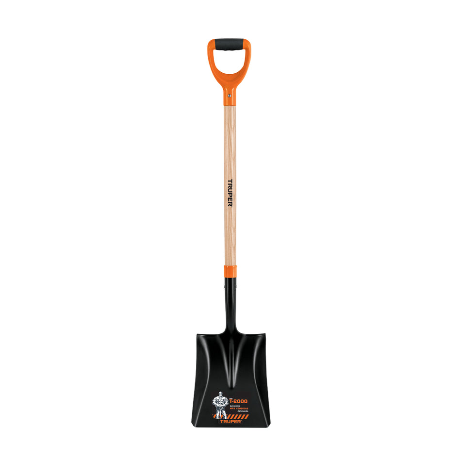 Pala Cuadrada Truper T-2000 Mango 36" Puño Y - Reduce Fatiga y Esfuerzo Excavación Jardín