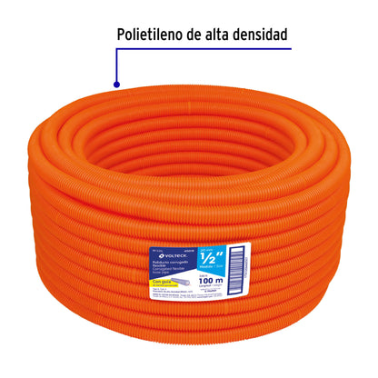 Poliducto Corrugado 1/2" con Guía 100m TRUPER® - Protección Cables Eléctricos