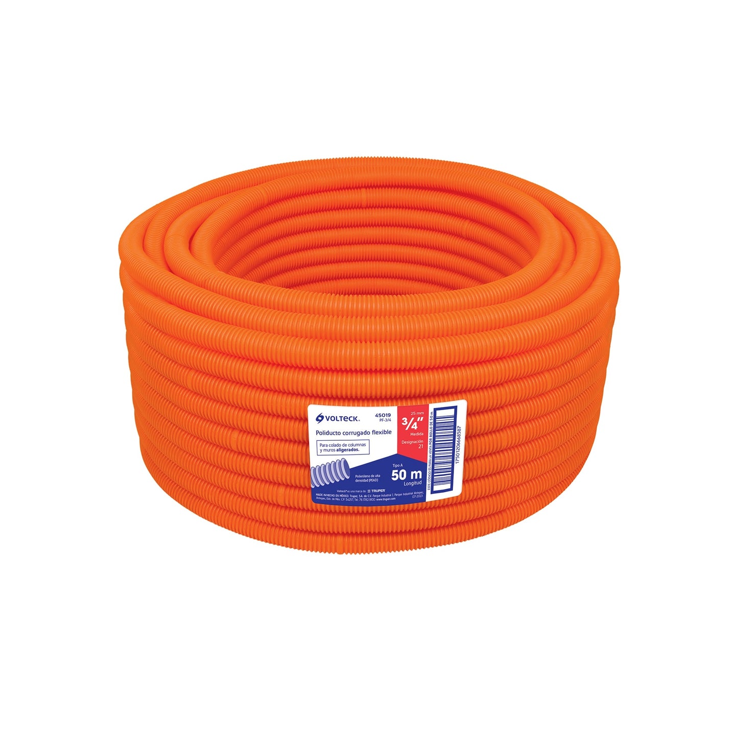 Poliducto 3/4 Pulgadas Corrugado Flexible sin Guía - Rollo 50 Metros TRUPER