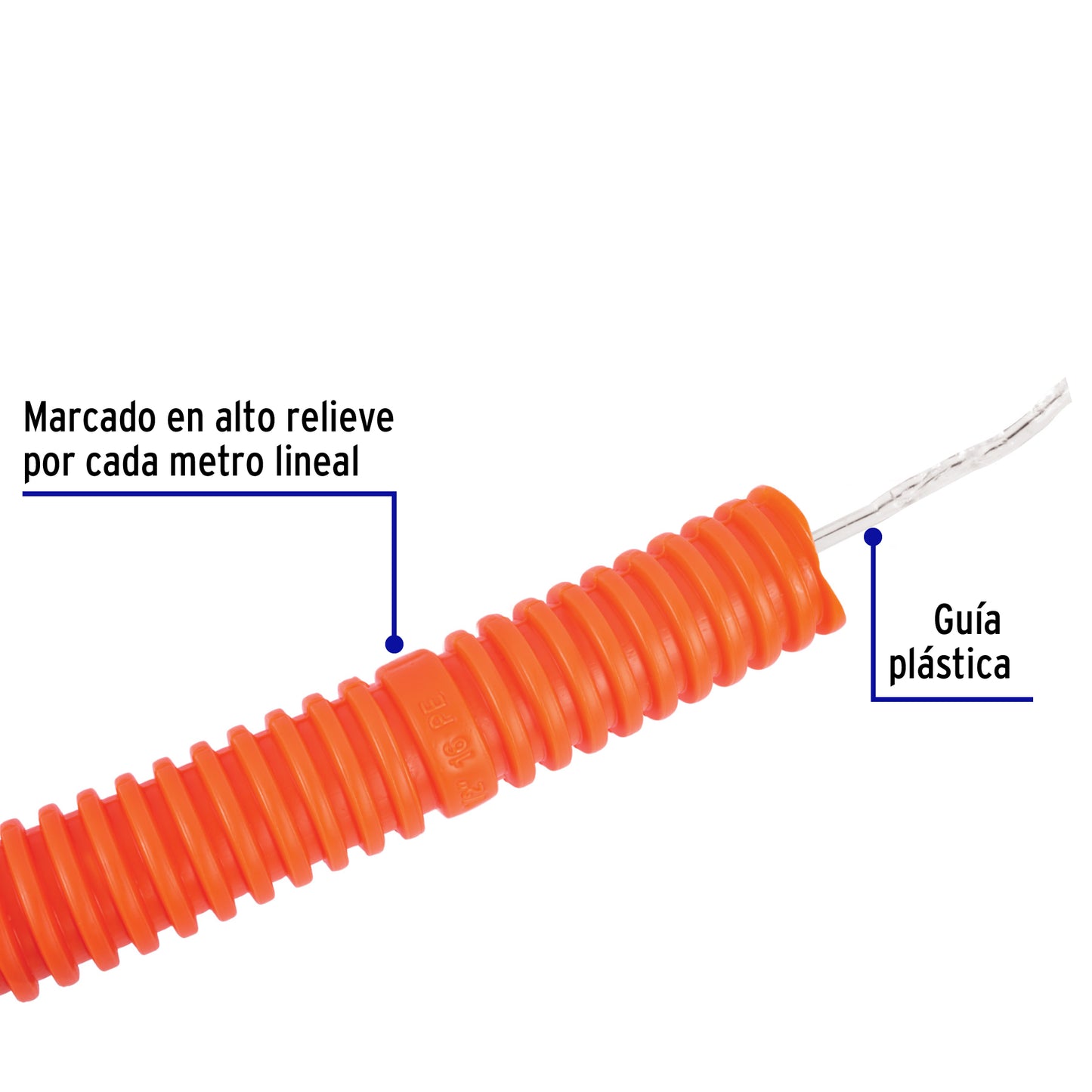 Poliducto Corrugado 3/4 con Guía 50m | Cable Eléctrico TRUPER®