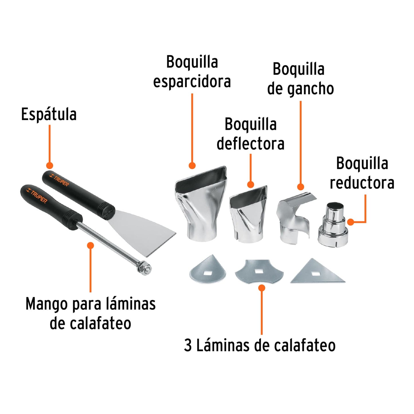 Pistola de Calor Industrial TRUPER PRO 2000W con 9 Accesorios - Solución Profesional para Remover Pintura, Descongelar Tuberías y Trabajos Térmicos - PISCA-A