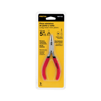 Mini Pinza de Punta y Corte 5" PMP-PU4 Pretul - Acero Carbono para Espacios Reducidos