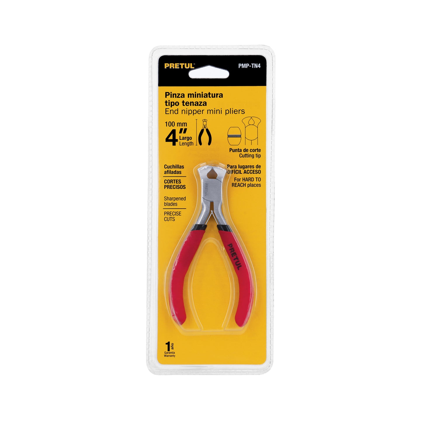 Mini Pinza Tenaza 4 Pulgadas Pretul PMP-TN4 - Acero Carbono para Espacios Reducidos y Cortes Precisos