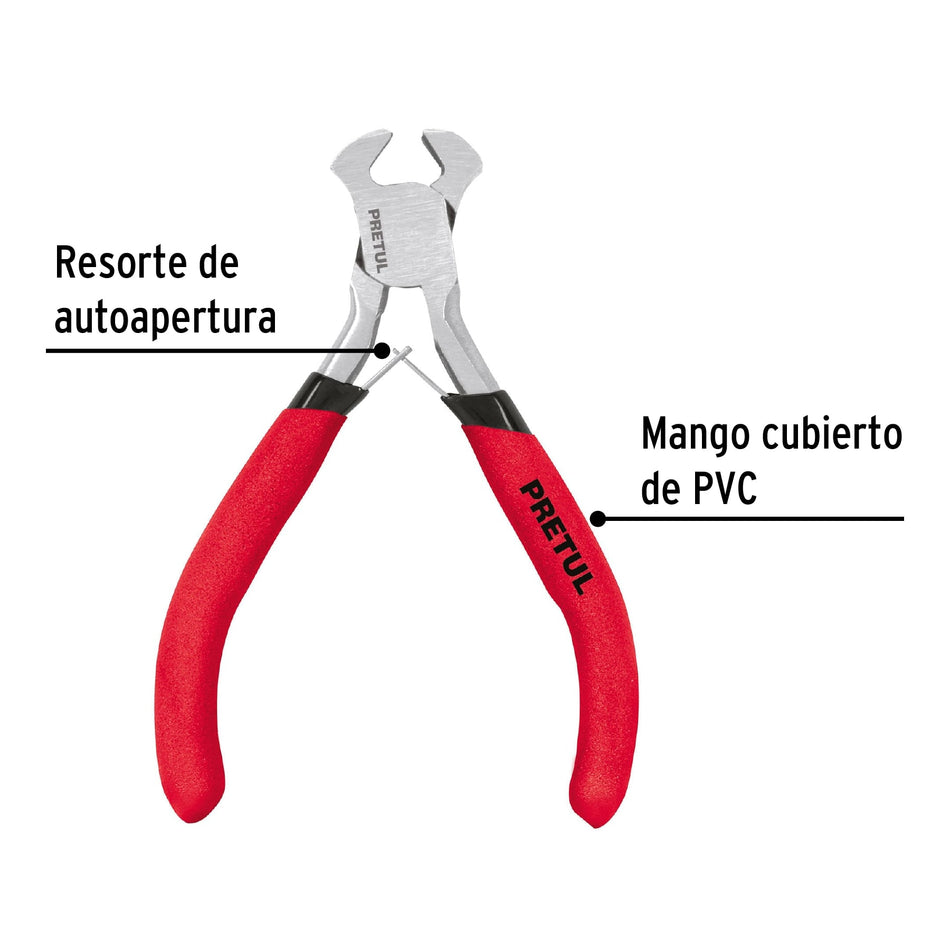 Mini Pinza Tenaza 4 Pulgadas Pretul PMP-TN4 - Acero Carbono para Espacios Reducidos y Cortes Precisos