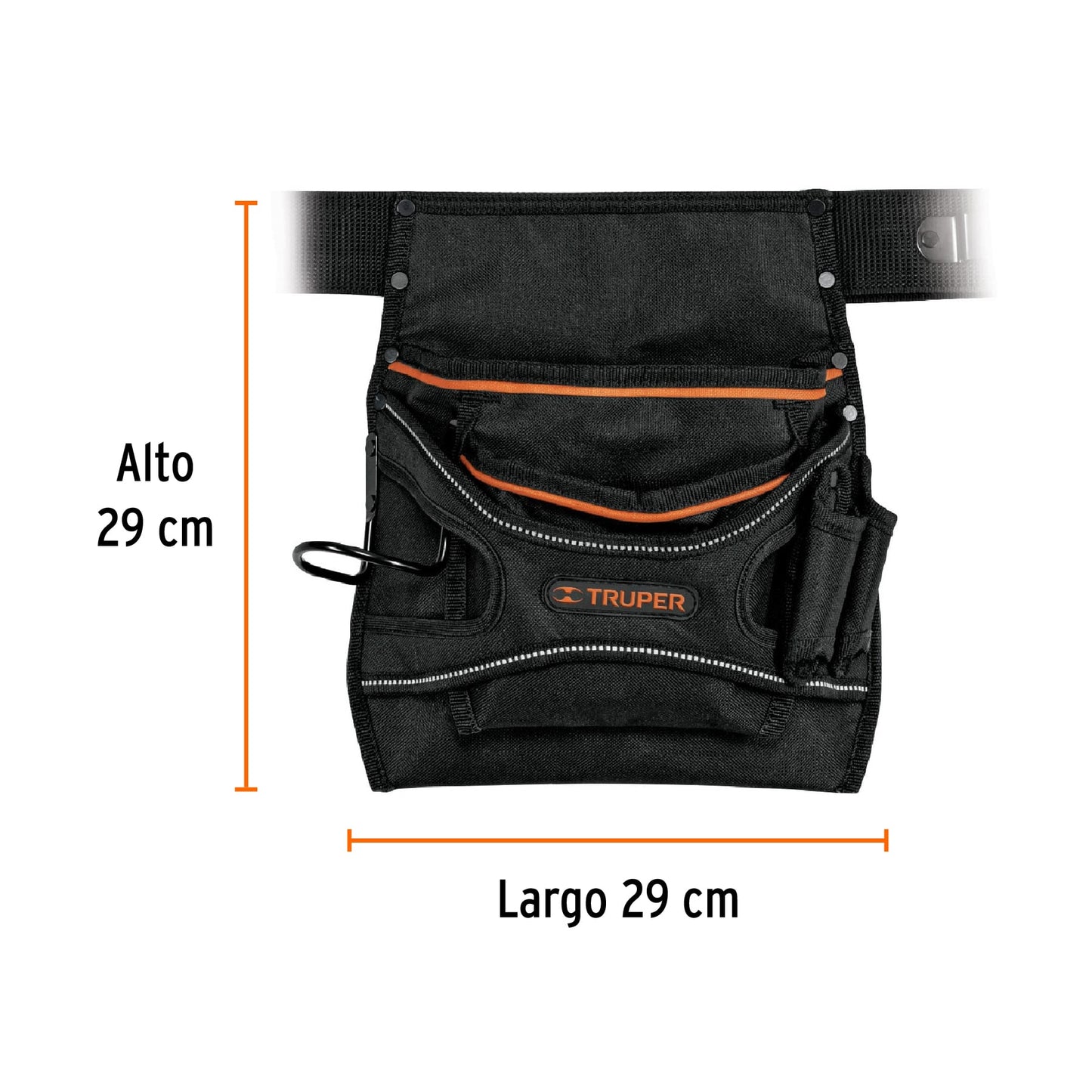 Porta Herramientas Profesional Truper 13 Compartimentos - Poliéster 600D Resistente al Agua - Organiza y Protege Herramientas