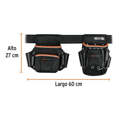 Porta Herramientas Profesional Expert POHE-16NX - 16 Compartimentos Poliéster 1600D - Organiza y Protege Herramientas con Cintas Reflejantes