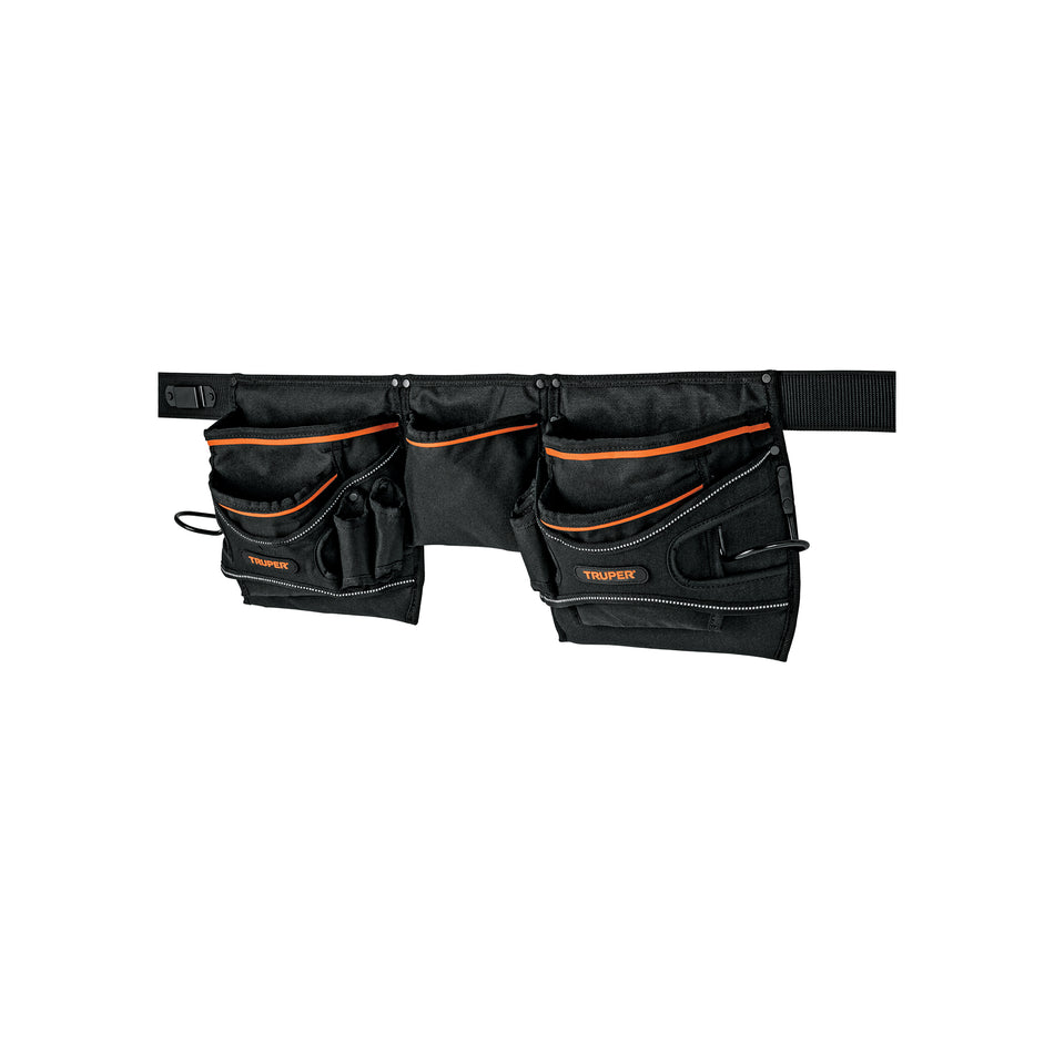 Porta Herramientas Profesional Truper 20 Compartimentos - Poliéster 600D Resistente y Lavable POHE-20N