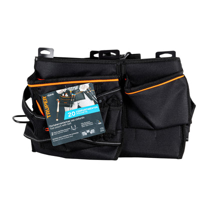 Porta Herramientas Profesional Truper 20 Compartimentos - Poliéster 600D Resistente y Lavable POHE-20N