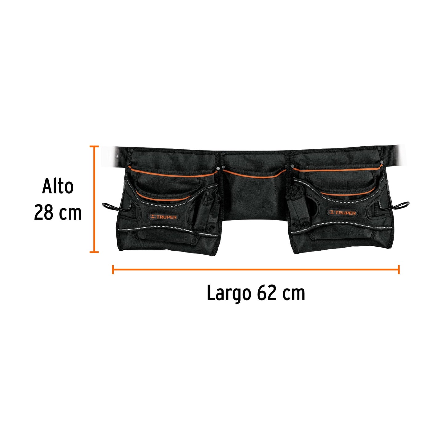 Porta Herramientas Profesional Truper 20 Compartimentos - Poliéster 600D Resistente y Lavable POHE-20N