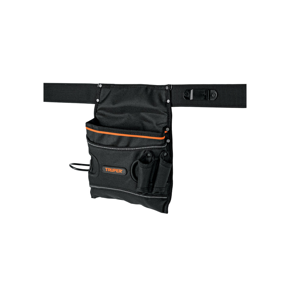 Porta Herramientas Profesional Truper 5 Compartimentos - Poliéster 600D Resistente - Organiza y Protege Tus Herramientas