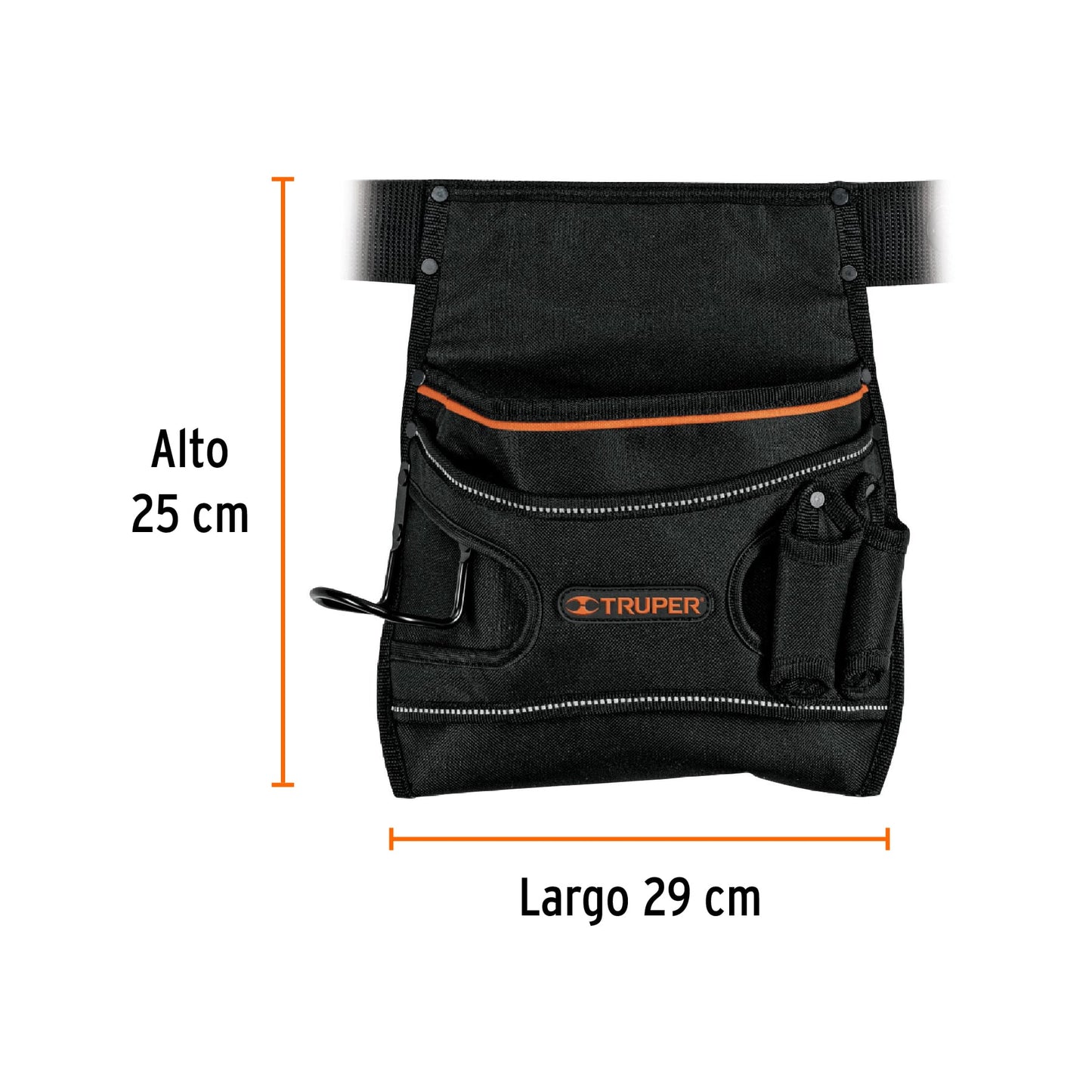 Porta Herramientas Profesional Truper 5 Compartimentos - Poliéster 600D Resistente - Organiza y Protege Tus Herramientas