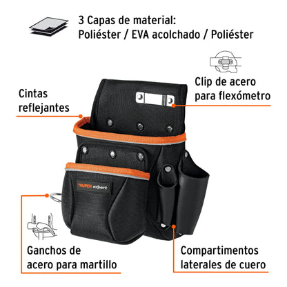 Porta Herramientas Profesional Expert 6 Compartimentos Poliéster 1600D - Organización Segura para Técnicos y Electricistas